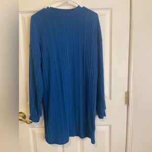 SHEIN Teal Ribbed Crew Neck Sweater